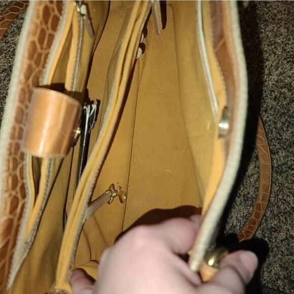 Brahmin | Canvas & Crocodile Shoulder Bag - Picture 9 of 10